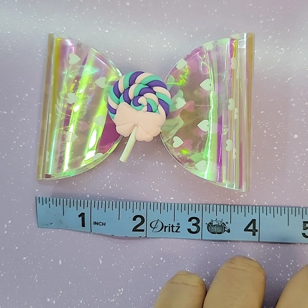 Holographic Lollipop candy bow kids girl kawaii barbiecore